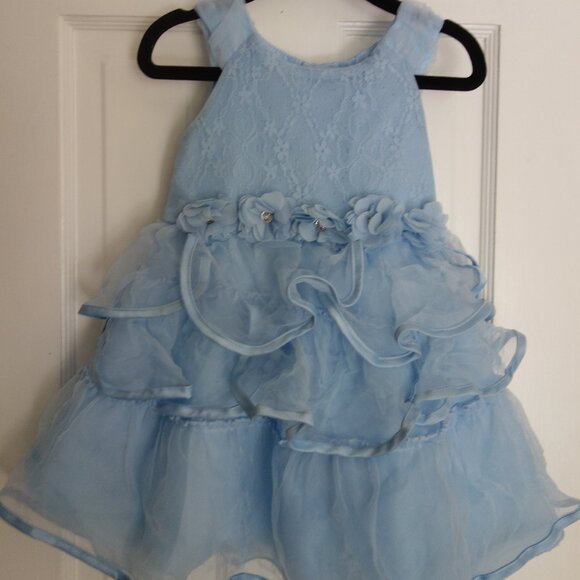 NANETTE LEPORE Baby Girl Lacey Floral Peplum Dress – Blue – 24 months - Picture 1 of 6